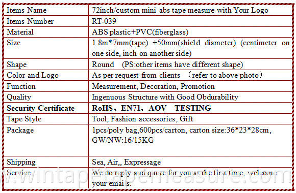 60 inch/mini custom logo measuring tape round fancy tape measure new design with Your Logo